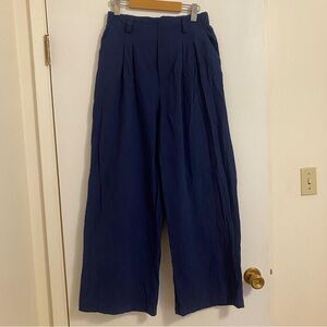 100% cotton navy wide leg pants